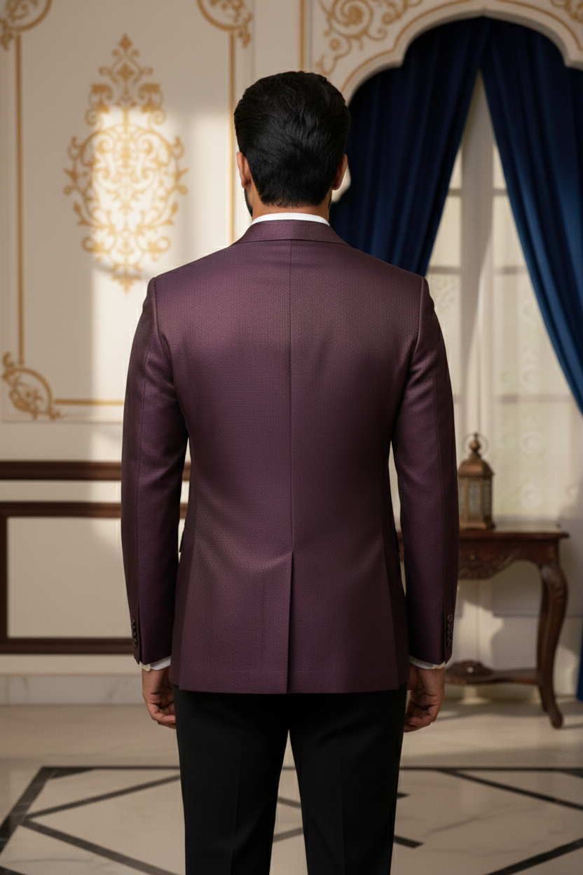 Men's Luxury Wine Burgundy Jacquard Blazer