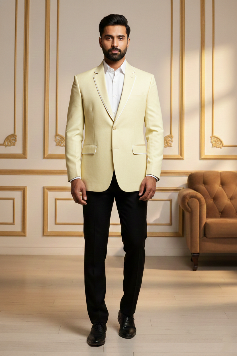 The Pale Lemon Piping-Detail Blazer