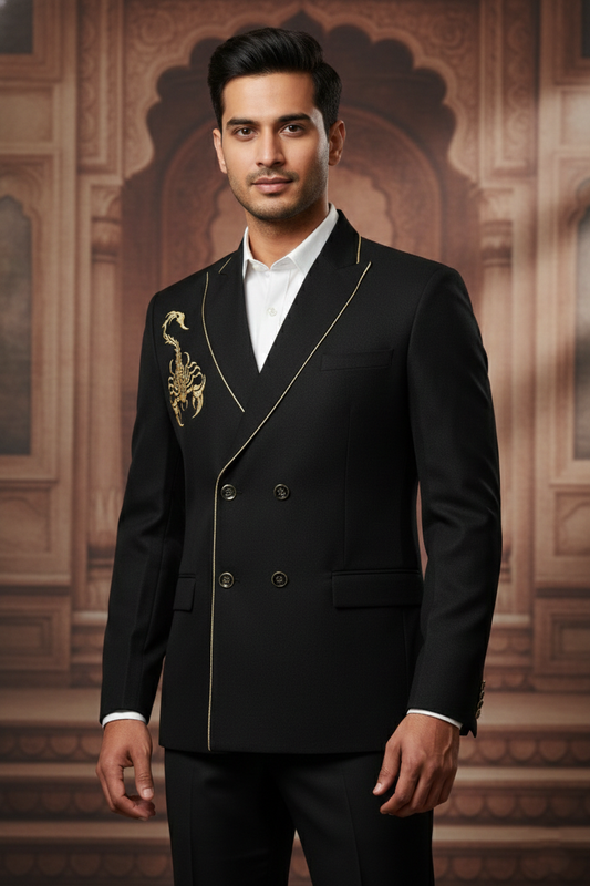 Men'sBlack Scorpion Embroidered Blazer
