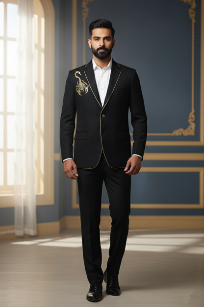 Men'sBlack Scorpion Embroidered Blazer