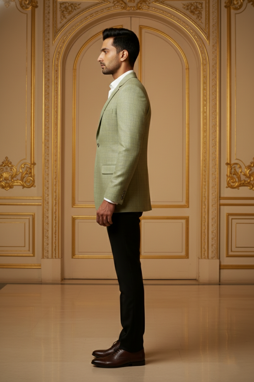 Men's Sage Green Jacquard Slim Fit Blazer