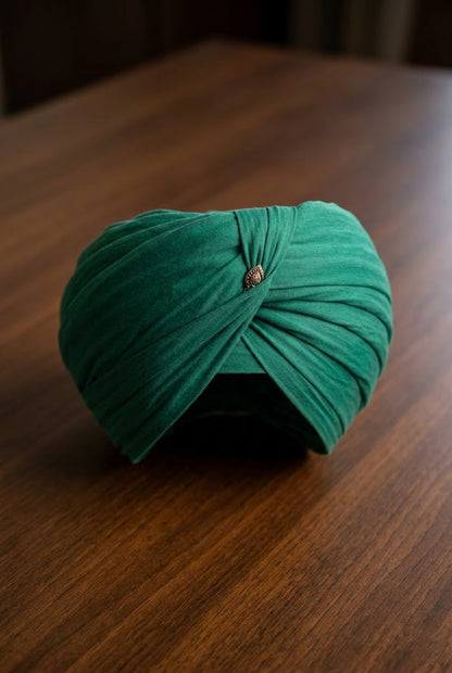 Emerald Forest Formal Turban , Jeweled Pleat Detail