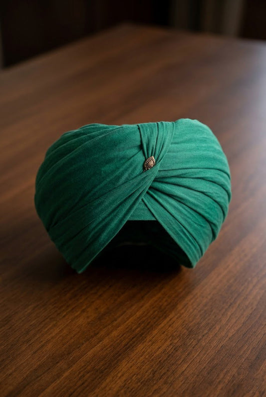 Emerald Forest Formal Turban , Jeweled Pleat Detail