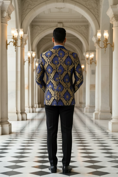 The Royal Azure Banarasi Brocade Evening Blazer