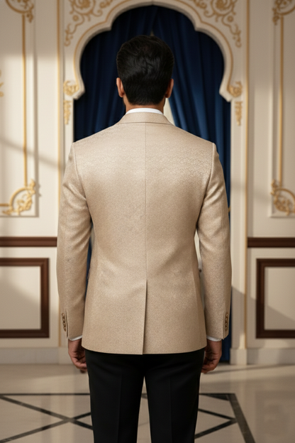 Men's Premium Champagne Gold Jacquard Blazer