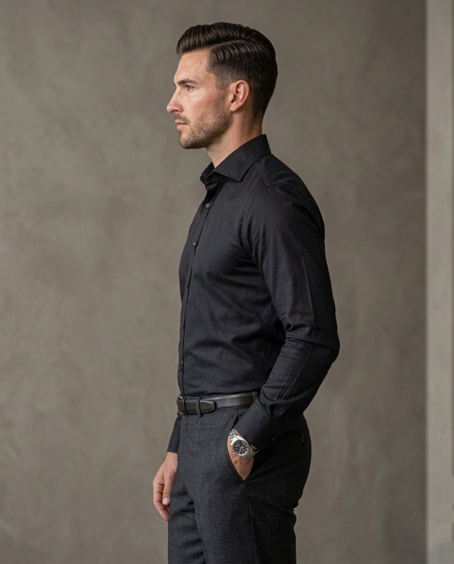 Men'sBlack Formal Shirt | Premium Slim Fit Office Wear Shirt