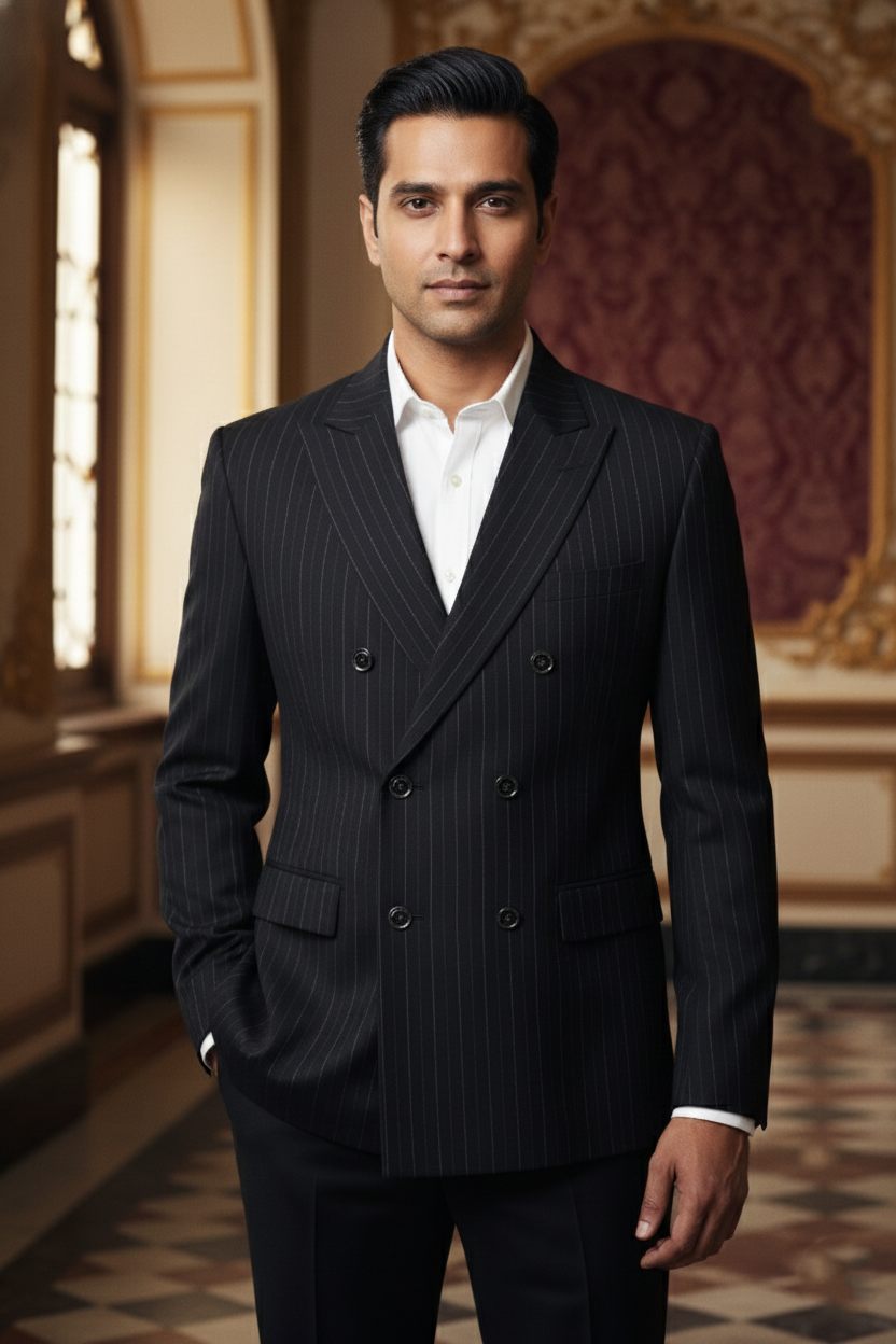 Classic Pinstripe Double-Breasted Suit