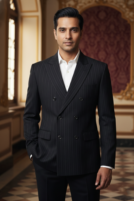 Classic Pinstripe Double-Breasted Suit