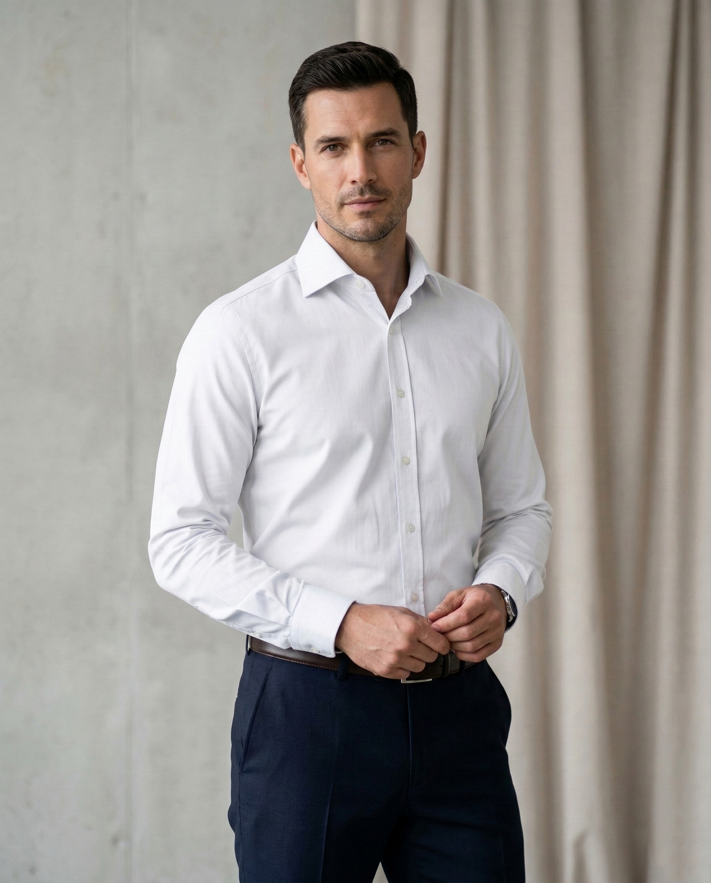 Men's Premium White Formal Shirt-Cotton Blend Full Sleeve Shirt