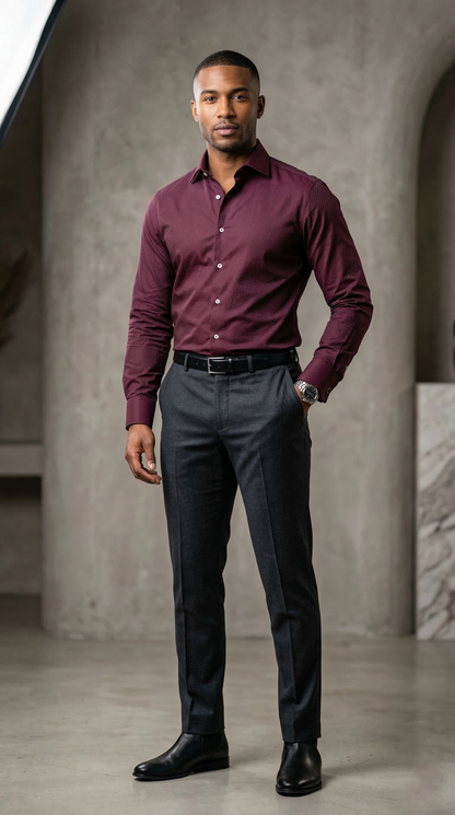 Men's Luxury Designer Burgundy Shirt