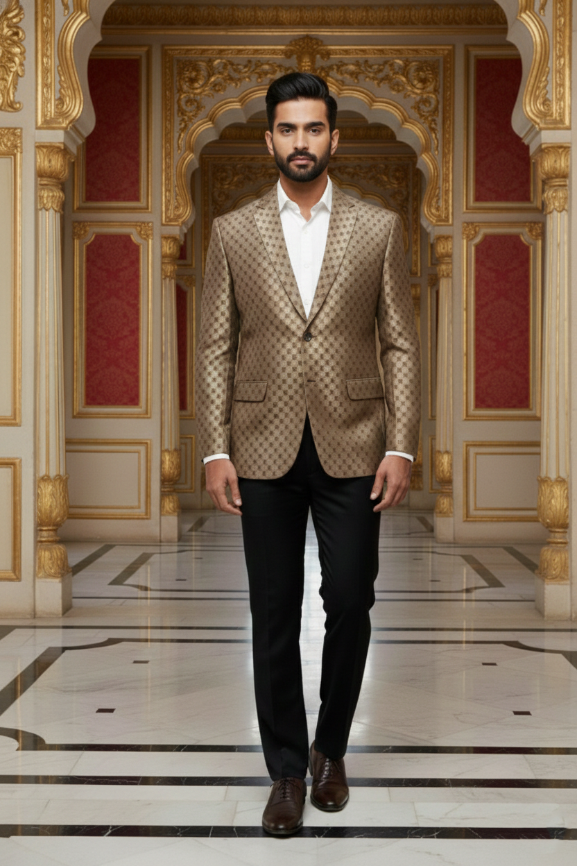 Men's Premium Gold Jacquard Blazer