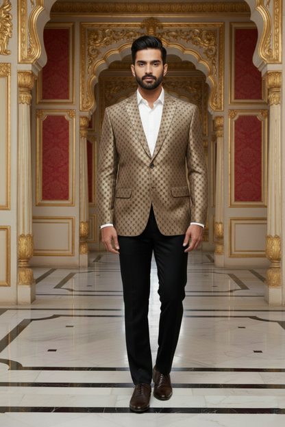 Men's Premium Gold Jacquard Blazer