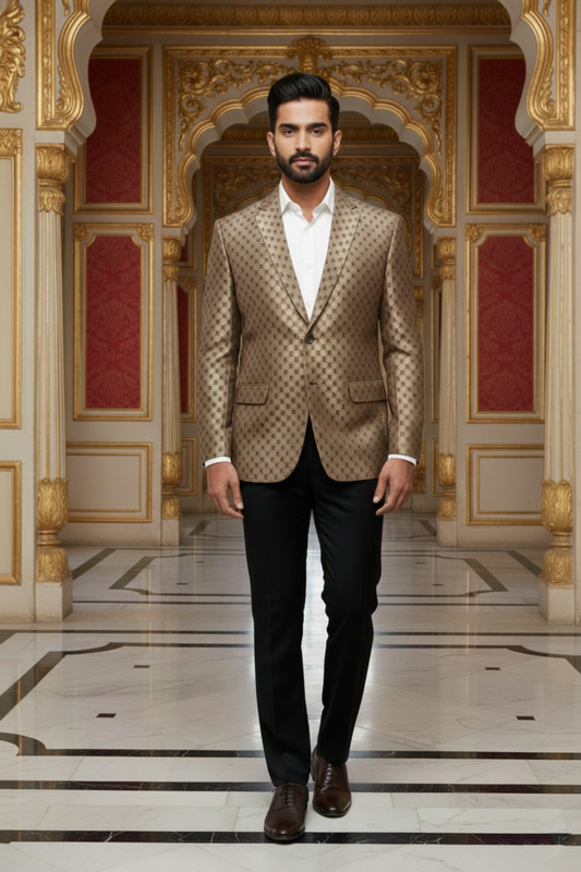 Men's Premium Gold Jacquard Blazer