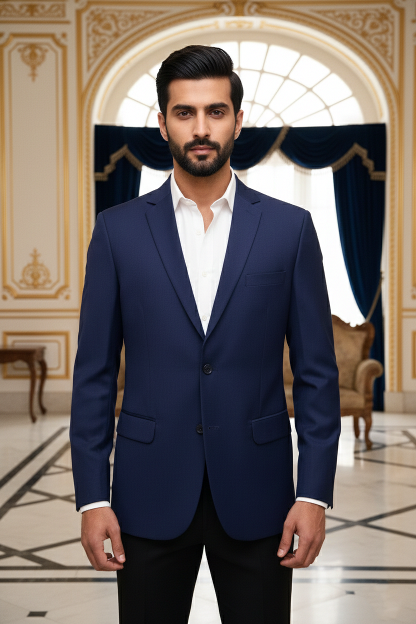 Men's Premium Royal Blue Jacquard Blazer