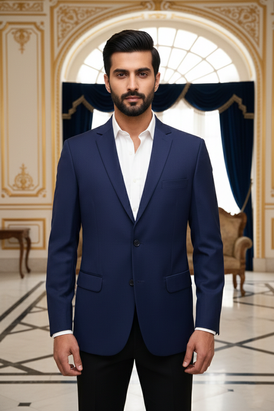 Men's Premium Royal Blue Jacquard Blazer