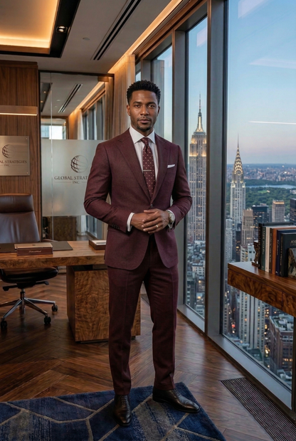 Men'sPremium Tailored Burgundy Business Suits