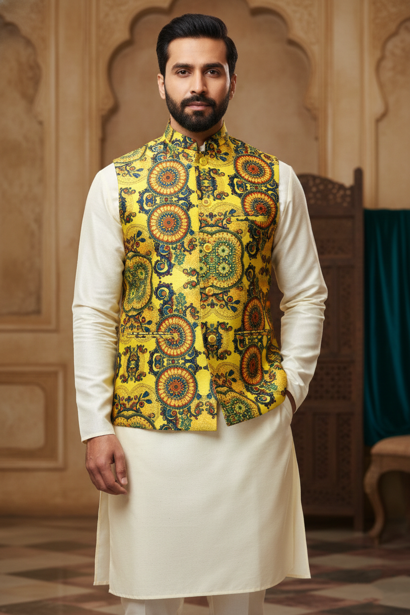 Title: Kaleidoscope Tradition: The Ornate Mandala Nehru Ensemble