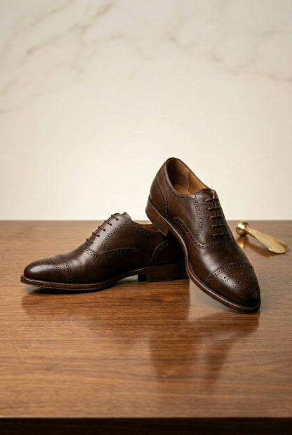 Premium Brown Leather Brogue Formal Shoes