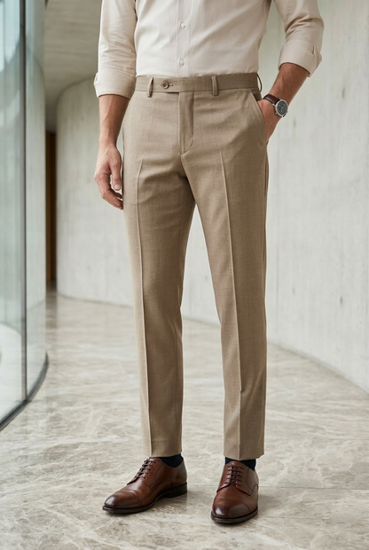 Men'sSand Linen-Blend Tailored Trousers
