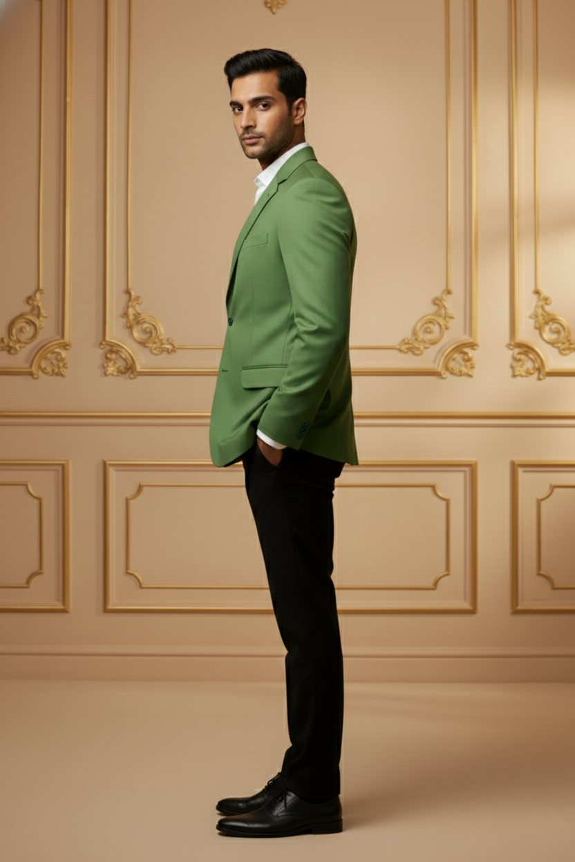 Men's Slim-Fit Modern Blazer in Seafoam & Olive  Green