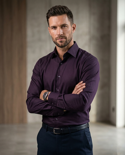 Men's Dark Purple Formal Shirt | Premium Cotton Blend