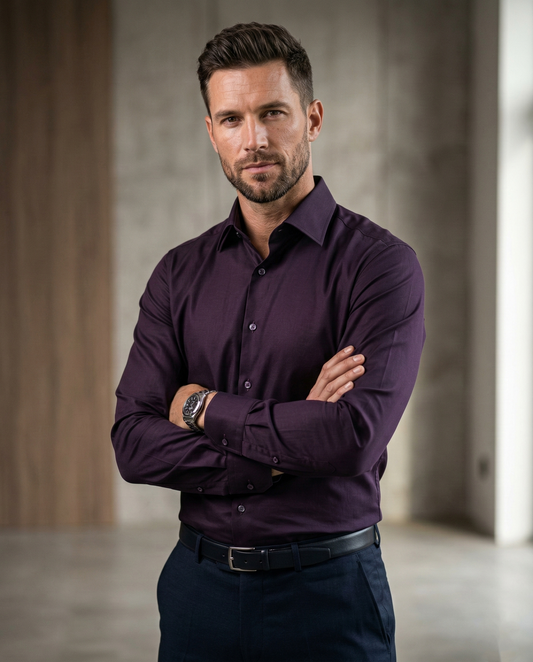 Men's Dark Purple Formal Shirt | Premium Cotton Blend