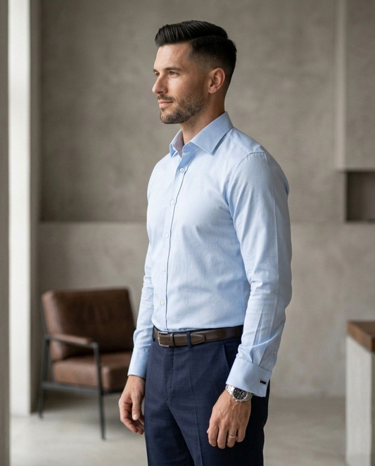 Men'sLight Blue Formal Shirt | Premium Slim Fit Office Wear Shirt