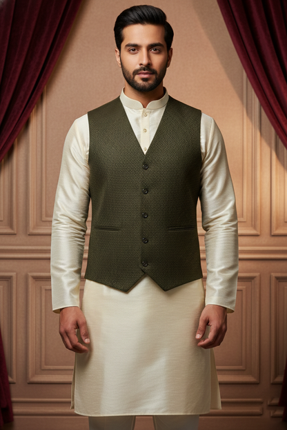 Men’s Classic Checked Waistcoat | Slim Fit Formal Vest with Button Closure | Sleeveless Suit Vest for Weddings & Business Wear