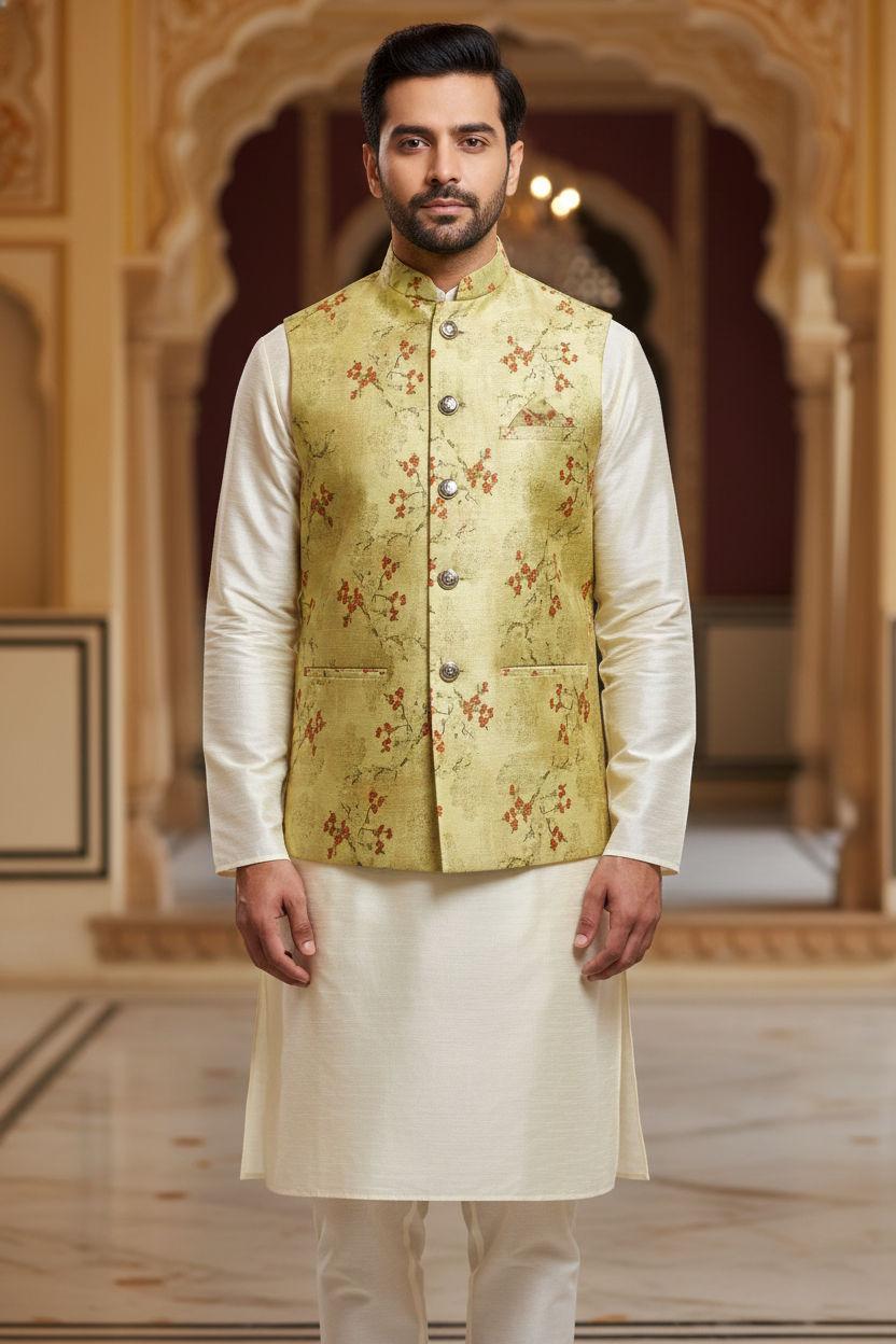 Title: The Sage Blossom: Modern Sophistication in Floral Ethnic Wear