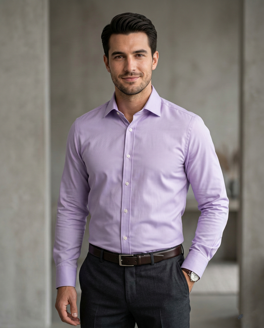 Men'sLavender Formal Shirt | Premium Slim Fit Full Sleeve Office Wear Shirt