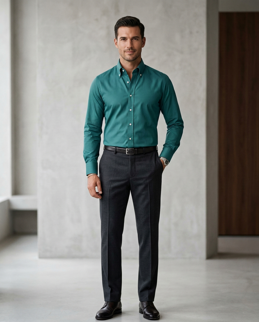 Men'sTeal Formal Shirt | Cotton Blend Business & Party Wear Shirt for Men