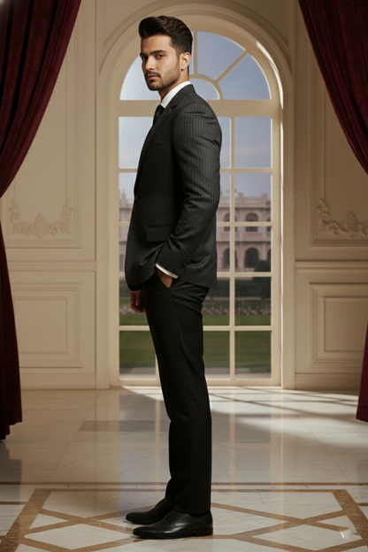 Men'sSlim-Fit Pinstripe Two-Button Business Blazer