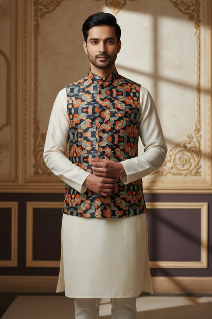 Urban Kaleidoscope: The Geometric Statement Nehru Jacket