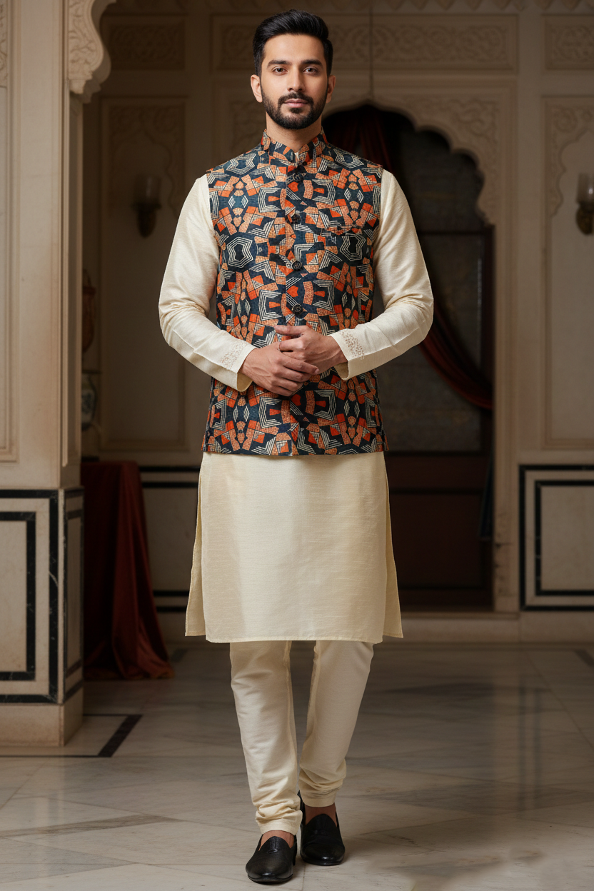 Geometric Grandeur: A Contemporary Ethnic Fusion
