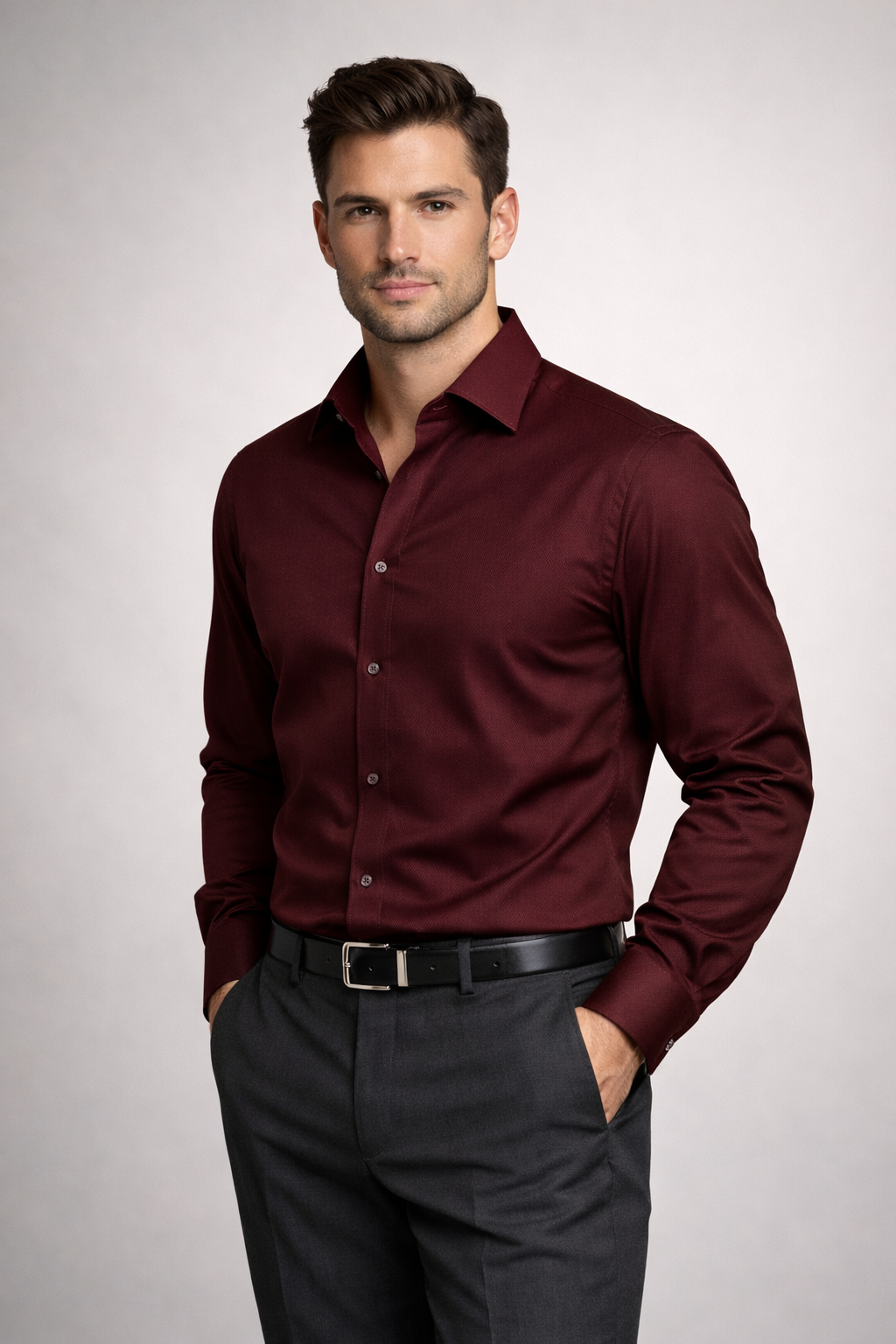 Men'sMaroon Formal Shirt | Premium Slim Fit Full Sleeve Shirt for Men