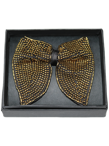 Gold Beaded Butterfly Statement Bow Tie