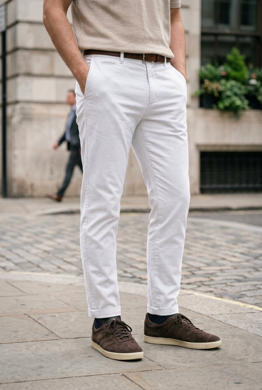Slim-Fit Arctic White Chinos - Essential SuVBer Trousers
