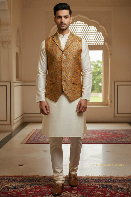 Men’s Brown Designer Waistcoat | Red & Blue Work Slim Fit Festive Vest