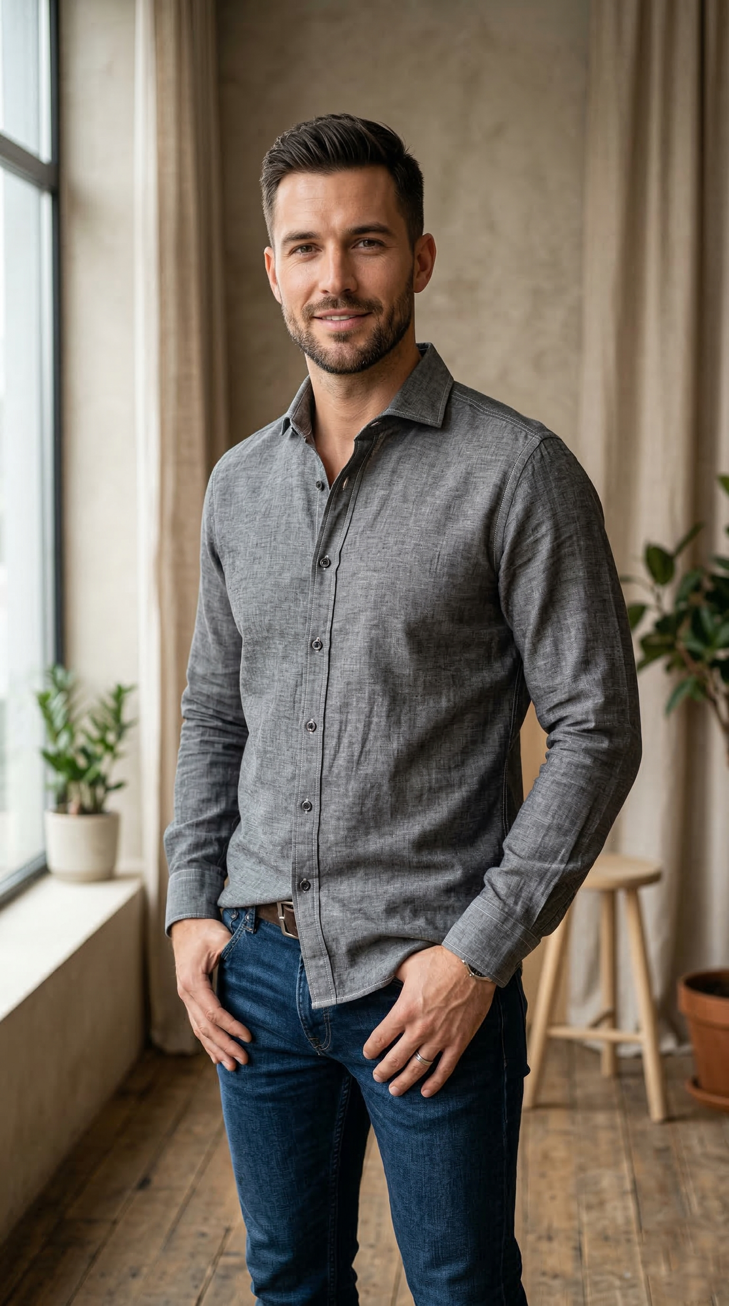 Men'sDark Grey Casual Shirt