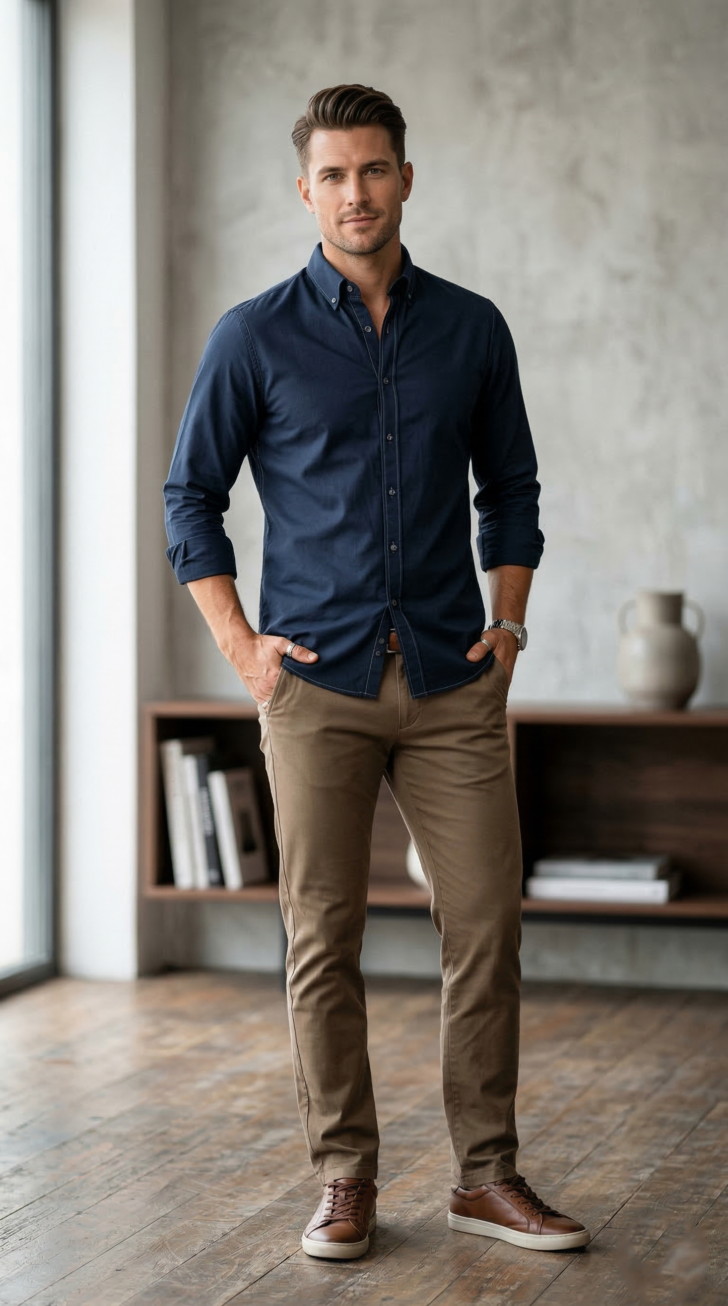 Men'sCasual Button-Down Oxford in Midnight Navy