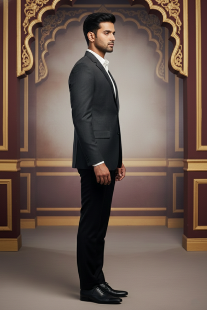 Black Two-Button Formal Suit Jacket
