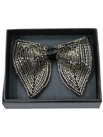 Royal Metallic Beaded Butterfly Statement Bow Tie