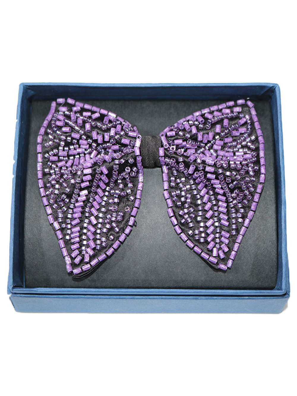 Lavender Purple Beaded Butterfly Bow Tie