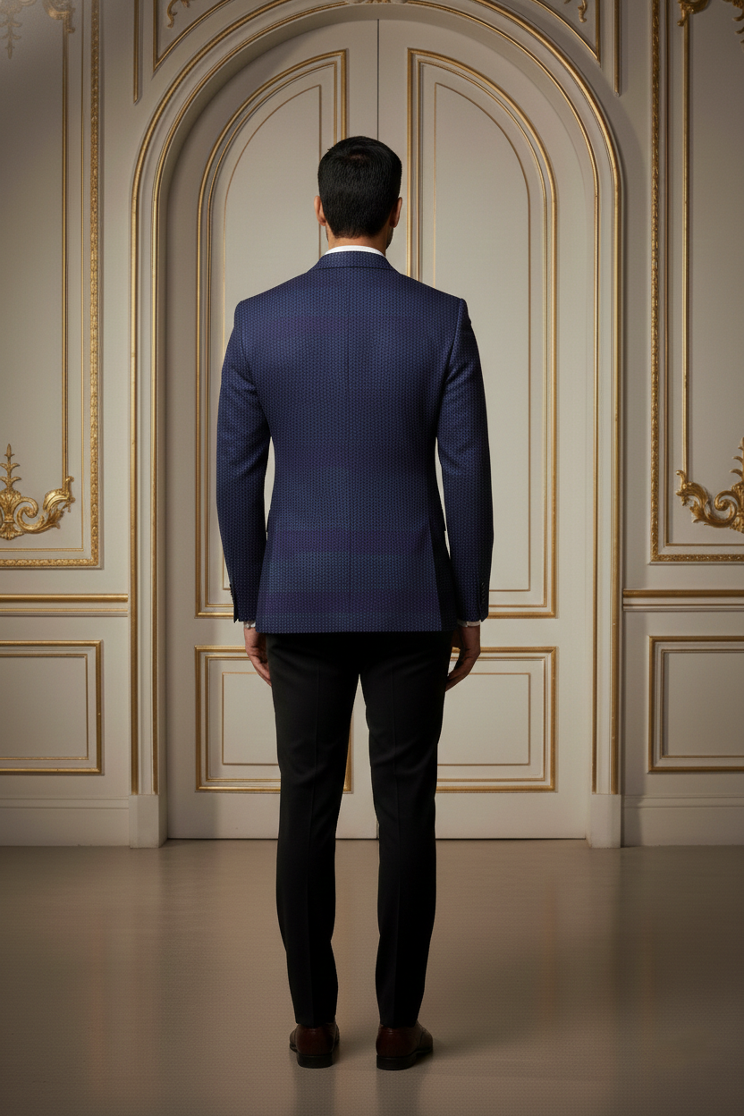 Men's Premium Blue Jacquard Slim Fit Blazer