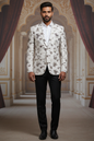 Ivory Lattice Bloom , Refined Floral Blazer
