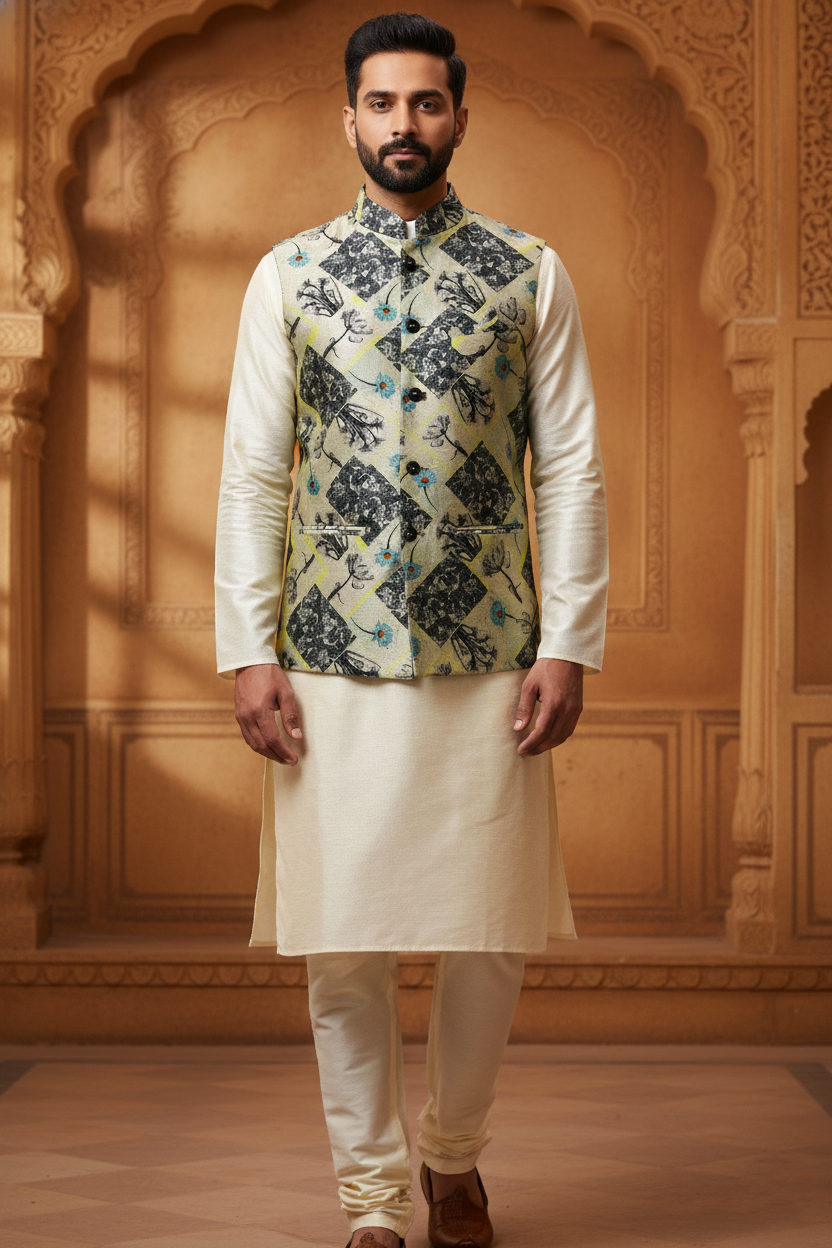 Artisanal Geometry: The Modern Interpretive Nehru Jacket