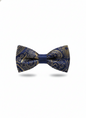Elegant Navy & Gold Paisley Silk Bow Tie – Classic Formal Accessory