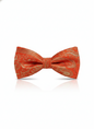 Vibrant Orange Silk Bow Tie with Golden Work – Formal Men’s Accessory