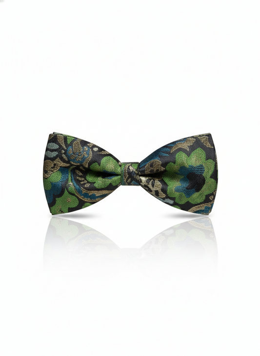 Multicolor Silk Bow Tie – Blue, Green, Golden & Black – Formal Men’s Accessory