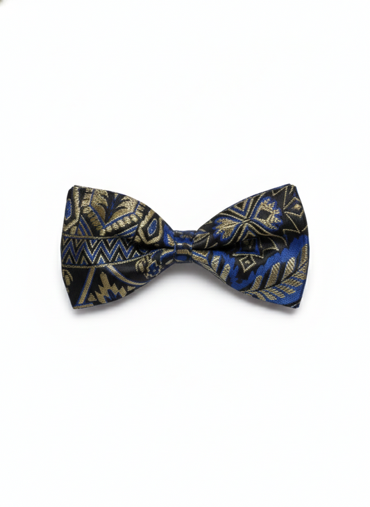 The Midnight Mosaic:Multi-Tonal Blue & Black Bow Tie